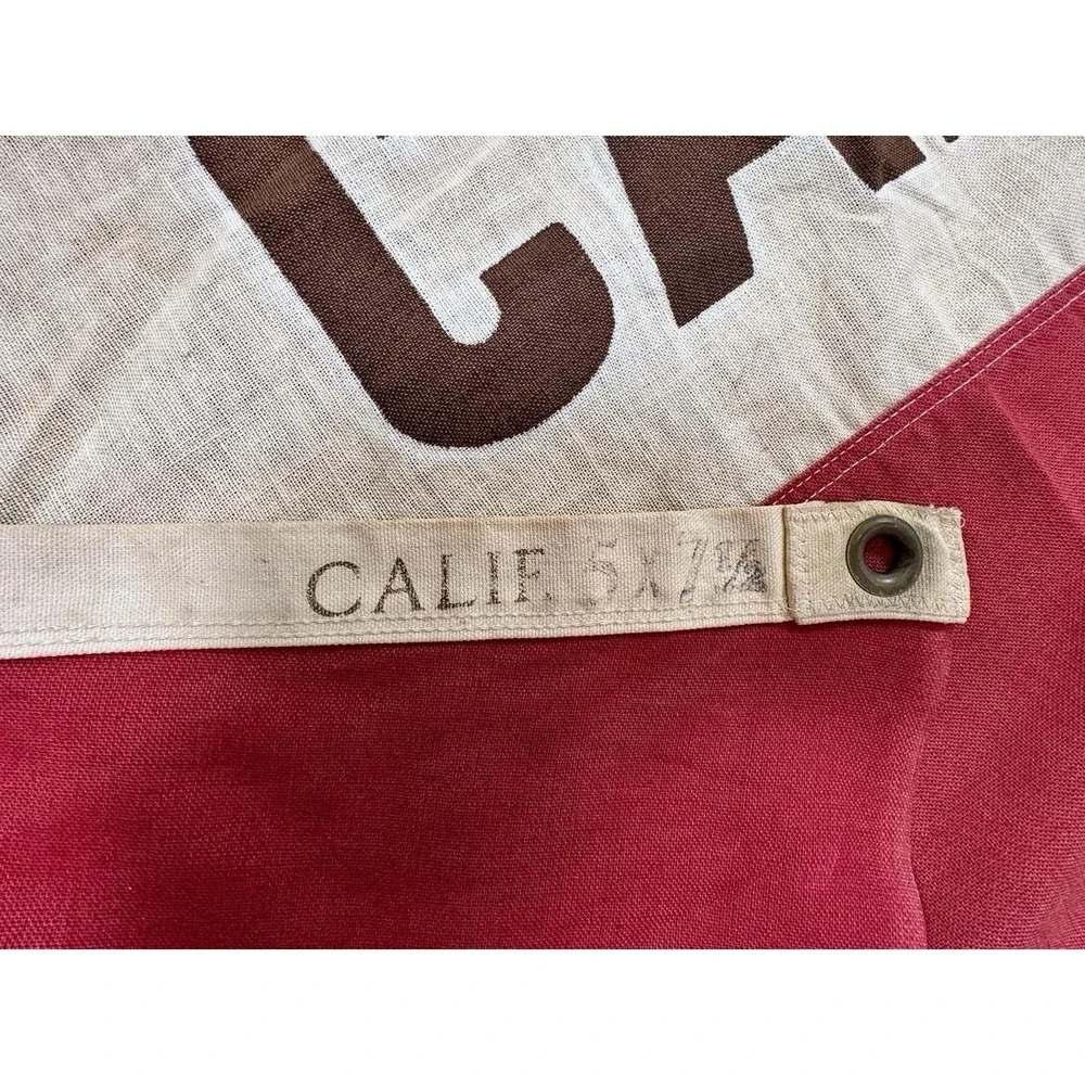 Vintage California Republic Flag Large Cream Red Fair Distressed‎ Cotton